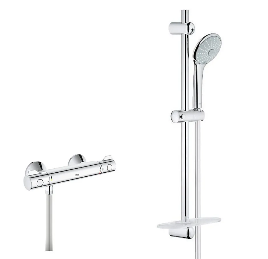 Grohe Set Mitigeur Thermostatique de Douche + Ensemble de douche complet 3 jets EUPHORIA 110 (34840000-EUPHORIA3)