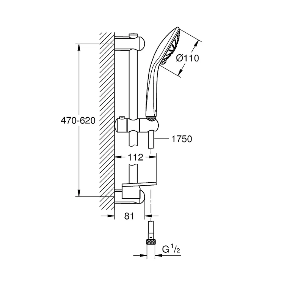 Grohe Set Mitigeur Thermostatique de Douche + Ensemble de douche complet 3 jets EUPHORIA 110 (34840000-EUPHORIA3)