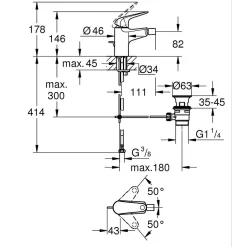 Grohe Swift Mitigeur monocommande Bidet - Chromé - 24332001