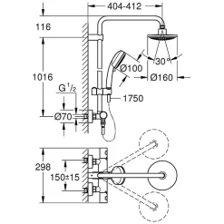 Grohe Tempesta Cosmopolitan 160 Colonne de douche avec mitigeur thermostatique (27922000)