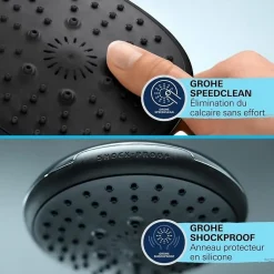 Grohe Vitalio Comfort 250 Colonne de douche avec mitigeur thermostatique + Douche de tête + Douchette 2 jets, chrome (G26696001)* Colonne De Douche Thermostatique