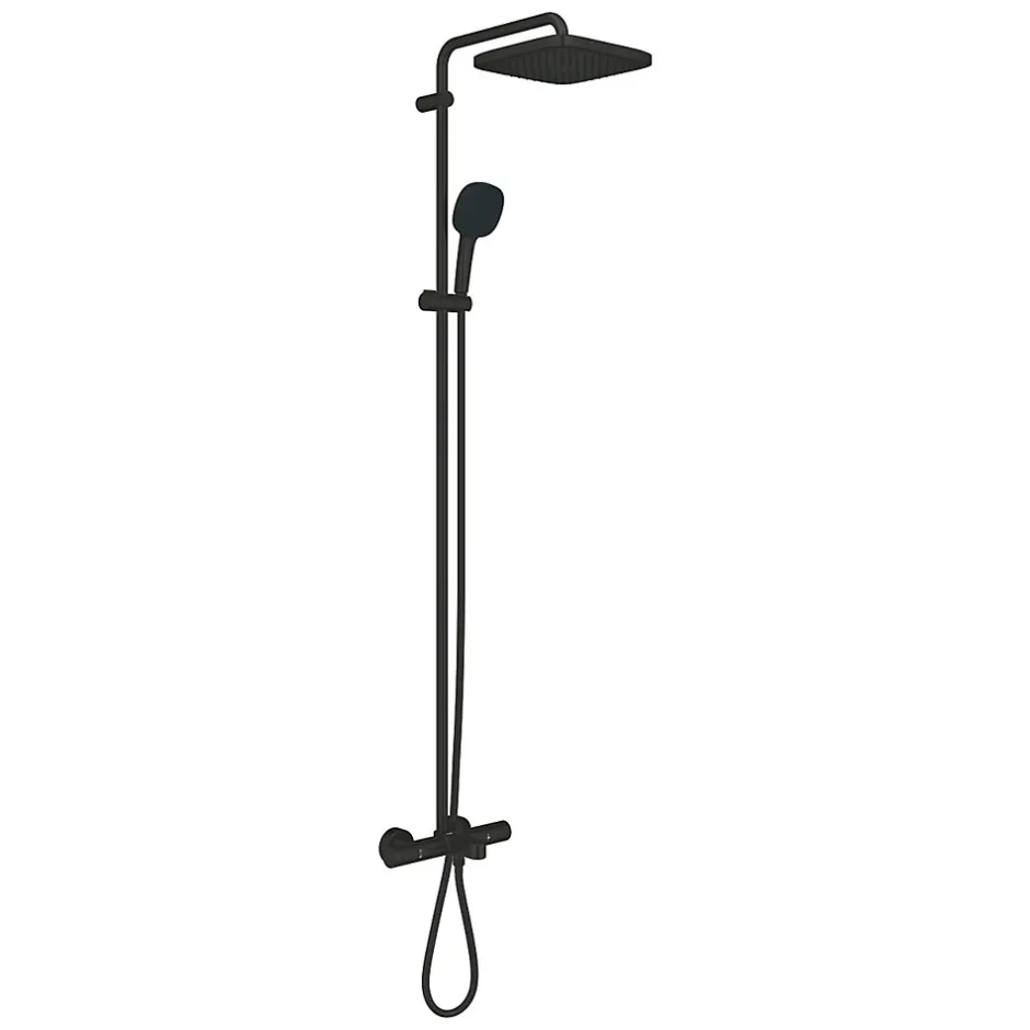 Grohe Vitalio Comfort 250 colonne de douche thermostatique bain/douche + douche de tête + douchette à main, noir mat (G269842431)* Colonne De Douche Hydromassante