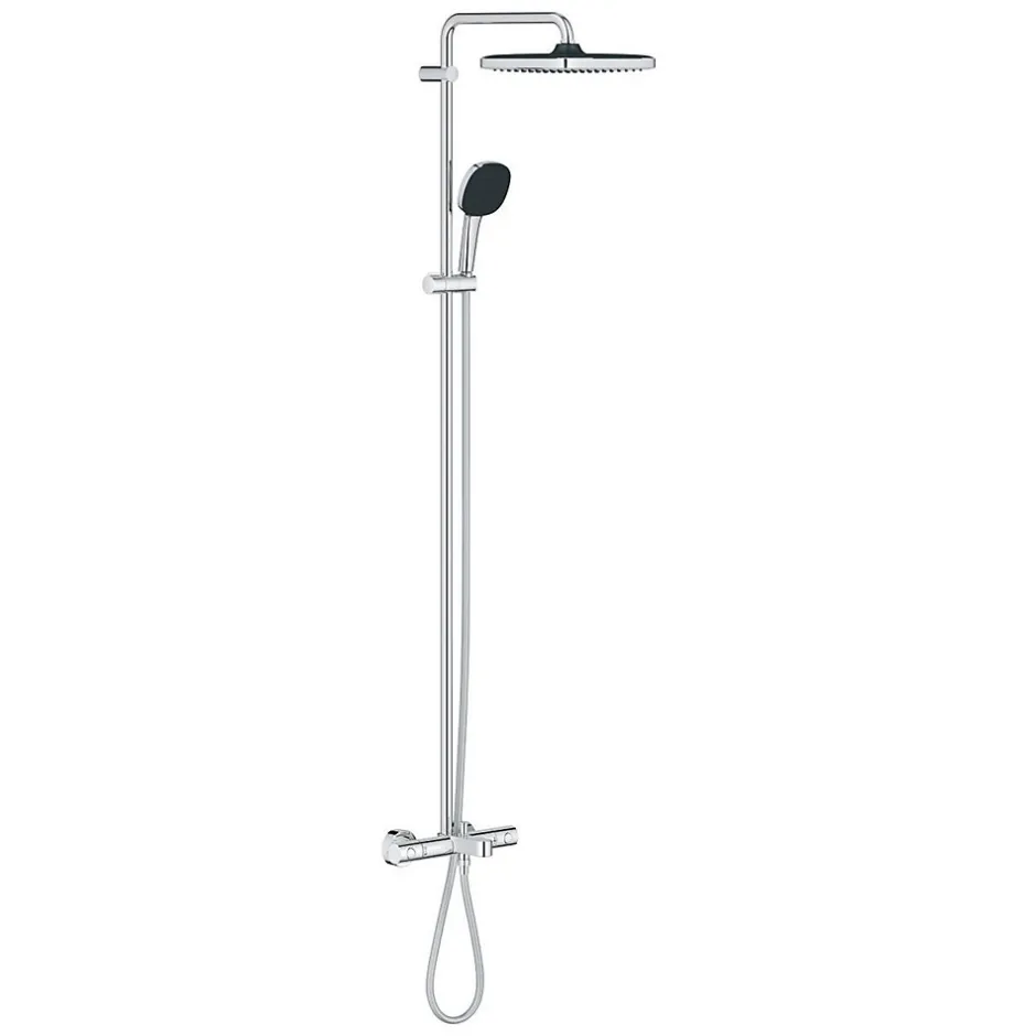 Grohe Vitalio Comfort 250 Colonne de douche avec mitigeur thermostatique + Douche de tête + Douchette 2 jets, chrome (G26984001)