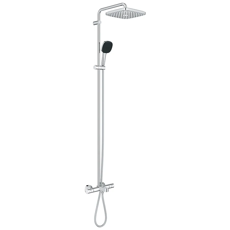 Grohe Vitalio Comfort 250 Colonne de douche avec mitigeur thermostatique + Douche de tête + Douchette 2 jets, chrome (G26984001)