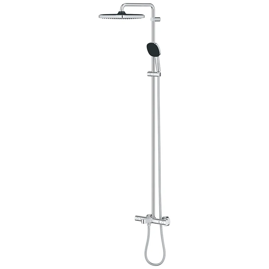 Grohe Vitalio Comfort 250 Colonne de douche avec mitigeur thermostatique + Douche de tête + Douchette 2 jets, chrome (G26984001)