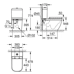 Grohe WC à poser sans bride Euro Ceramic + abattant* Wc À Poser