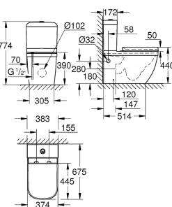 Grohe WC à poser sans bride Euro Ceramic + abattant* Wc À Poser