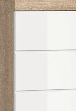 Chb Collection Hako - Armoire sous-lavabo (L/H/P : 60x56x34 cm) en imitation chêne Sonoma clair et blanc brillant embouti