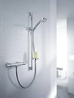 Hansgrohe Croma 100 Set de douche complet Mitigeur Thermostatique + Douchette 3 jets, Chrome (27085000)