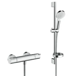 Hansgrohe Ecostat Pack Mitigeur Thermostatique + Set de douche Crometta Vario avec porte-savon (13211000-Crometta2)