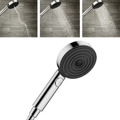 Hansgrohe Ecostat Set Mitigeur thermostatique douche + Douchette à main XXL 105mm 3 jets, flexible douche 160cm, barre 65cm