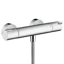 Hansgrohe Ecostat Set Mitigeur thermostatique douche + Douchette à main XXL 105mm 3 jets, flexible douche 160cm, barre 65cm