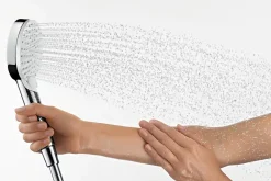 Hansgrohe Ecostat Set mitigeur thermostatique + Barre 65cm + Douchette 2 jets + Flexible, Chrome (13211000-Vernis)* Colonne De Douche Sans Robinetterie