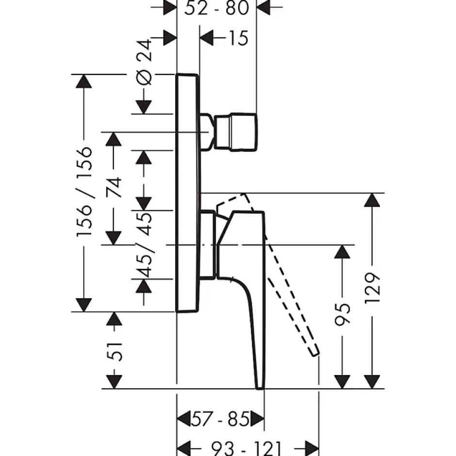 Hansgrohe Façade Metropol mitigeur bain douche encastré Aspect doré poli avec corps encastré et outil* Robinet De Douche
