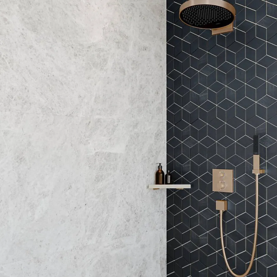 Hansgrohe Façade pour mitigeur thermostatique encastré Ecostat Square avec robinet d'arrêt et inverseur noir mat