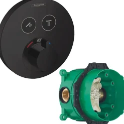 Hansgrohe Facade pour mitigeur thermostatique encastré ShowerSelect S avec 2 fonctions noir mat avec Corps encastré