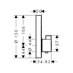 Hansgrohe Facade pour mitigeur thermostatique encastré ShowerSelect S avec 2 fonctions noir mat avec Corps encastré