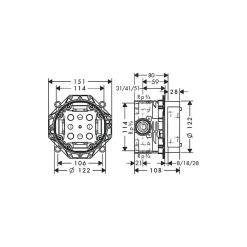 Hansgrohe Facade pour mitigeur thermostatique encastré ShowerSelect S avec 2 fonctions noir mat avec Corps encastré