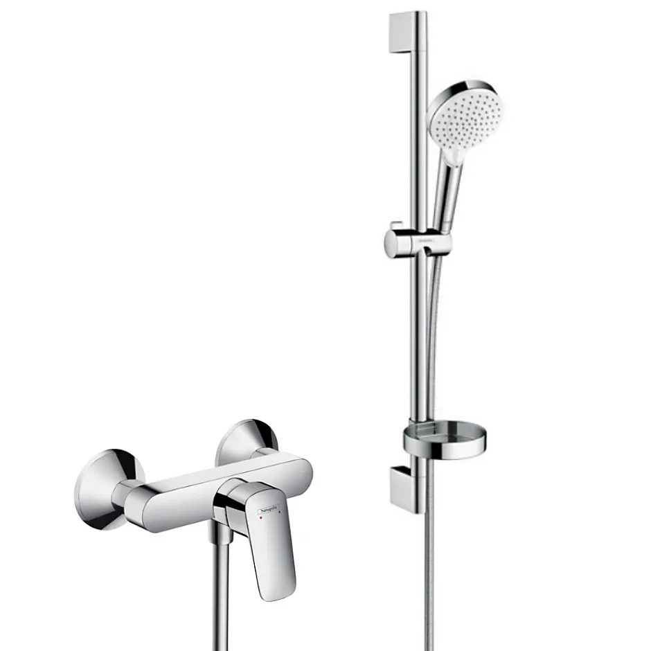 Hansgrohe Logis Pack Mitigeur monocommande + Set de douche Crometta Vario avec porte-savon (71600000-Crometta2)