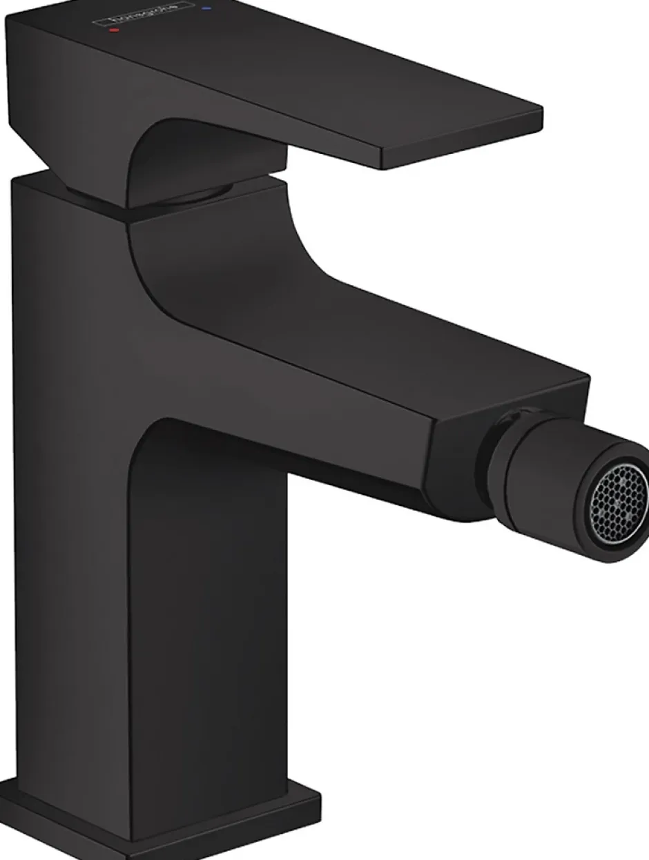 Hansgrohe Metropol Mitigeur bidet poignée manette, bonde Push-Open, Noir mat (32520670)
