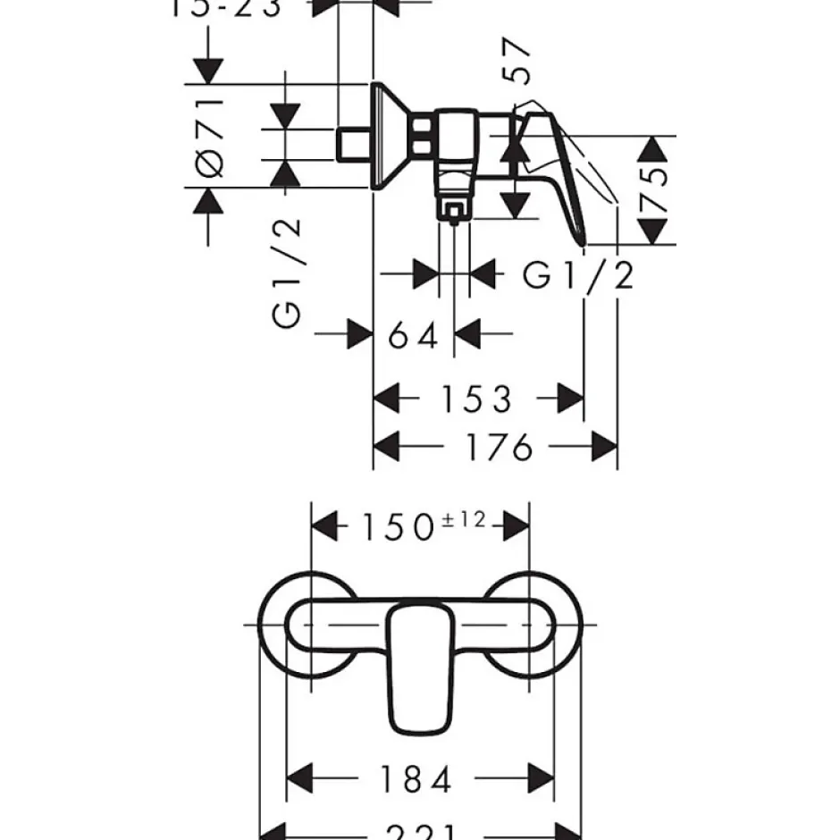 Hansgrohe Mitigeur de douche chromé Logis 71600000* Robinet De Douche