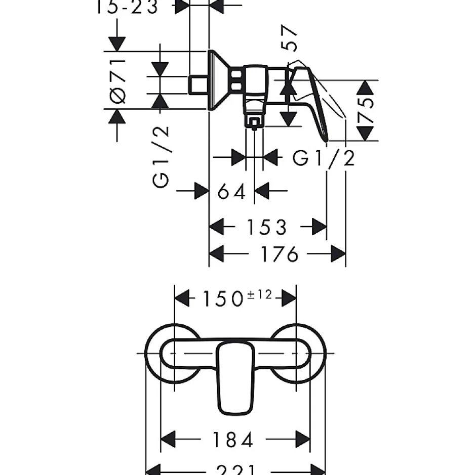 Hansgrohe Mitigeur de douche chromé Logis 71600000* Robinet De Douche