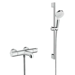 Hansgrohe Pack Ecostat 1001 CL Mitigeur Thermostatique bain/douche + Set de douche Crometta Vario (13201000-CROMETTA)* Robinet De Baignoire