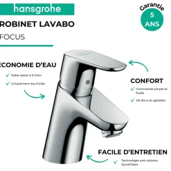 Hansgrohe Robinet lave-mains Focus 70 eau froide sans tirette ni vidage chromé
