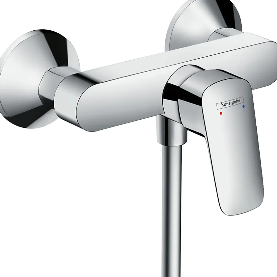 Hansgrohe Set de douche Mitigeur Logis + Douchette à main 1 jet + Flexible + Support mural, Chrome (71600000-PORTER)