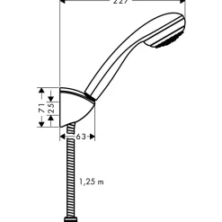 Hansgrohe Set de douche Mitigeur Logis + Douchette à main 1 jet + Flexible + Support mural, Chrome (71600000-PORTER)