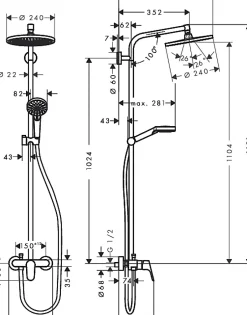 Hansgrohe Set de douche Showerpipe Crometta S 240 1jet, mitigeur mécanique (27269000)* Colonne De Douche Mécanique