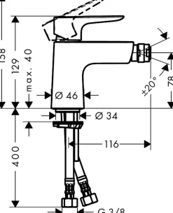Hansgrohe Talis E - Mitigeur bidet avec des pop-ouverte poussée, chrome (71721000)