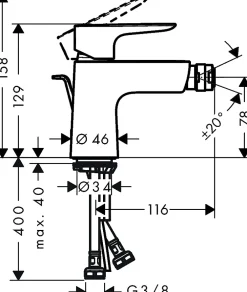 Hansgrohe Talis E Mitigeur bidet avec tirette et vidage, Aspect Doré poli (71720990)* Robinet De Bidet