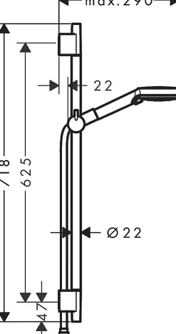 Hansgrohe Vernis Blend Set de douche avec douchette à main 2 jets + Barre Unica 65 cm, Noir mat (26422670)