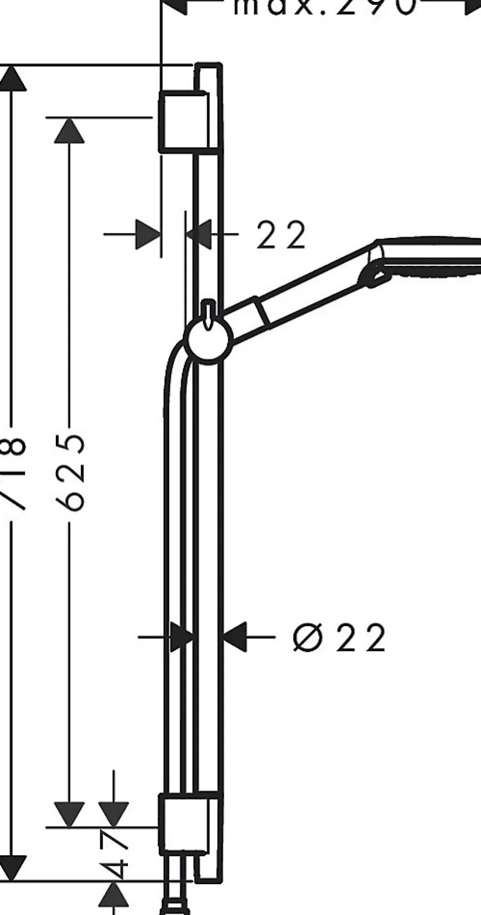 Hansgrohe Vernis Blend Set de douche avec douchette à main 2 jets + Barre Unica 65 cm, Noir mat (26422670)