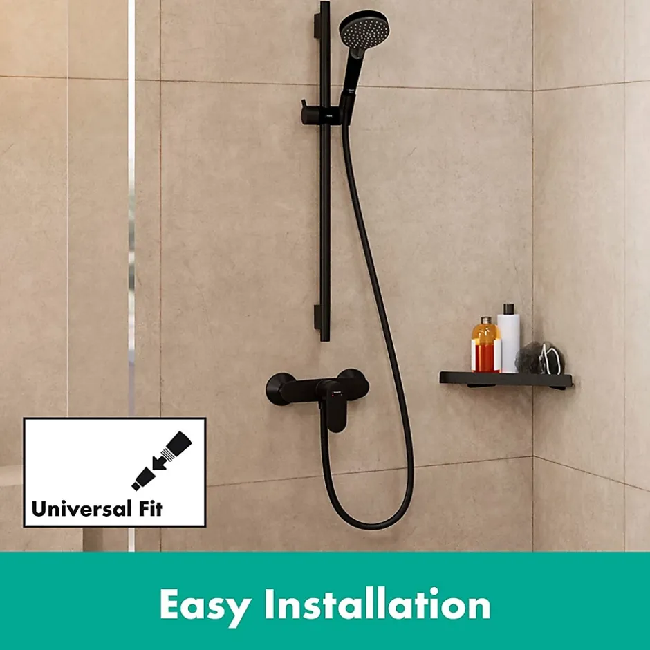 Hansgrohe Vernis Blend Set de douche avec douchette à main 2 jets + Barre Unica 65 cm, Noir mat (26422670)