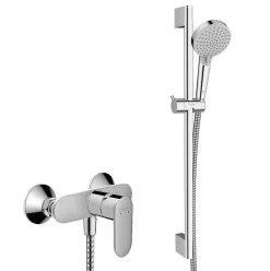 Hansgrohe Vernis Blend Set de douche mitigeur + Douchette à main 2 jets + Barre 65cm, Chrome (71640000-Vernis)
