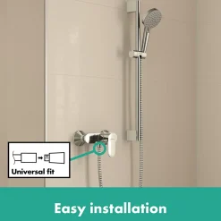 Hansgrohe Vernis Blend Set de douche mitigeur + Douchette à main 2 jets + Barre 65cm, Chrome (71640000-Vernis)