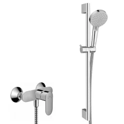 Hansgrohe Vernis Blend Set de douche mitigeur + Douchette à main 2 jets + Barre 65cm, Chrome (71646000-Vernis)* Colonne De Douche Sans Robinetterie