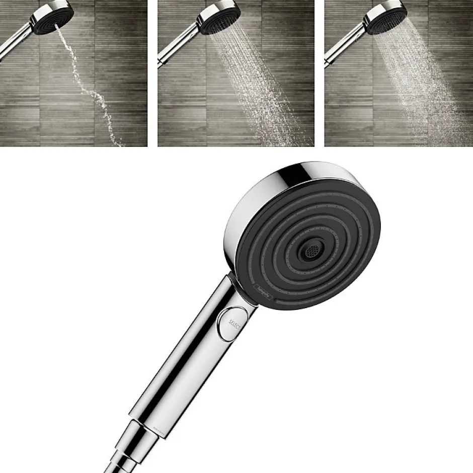 Hansgrohe Vernis Blend Set Mitigeur de douche + Douchette à main XXL 105mm 3 jets + Flexible de douche 125cm, support mural