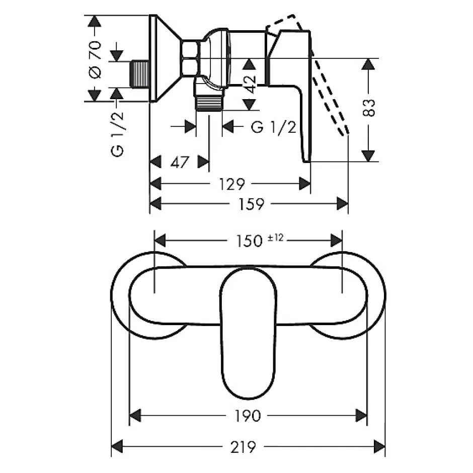 Hansgrohe Vernis Blend Set Mitigeur de douche + Douchette à main XXL 105mm 3 jets + Flexible de douche 125cm, support mural
