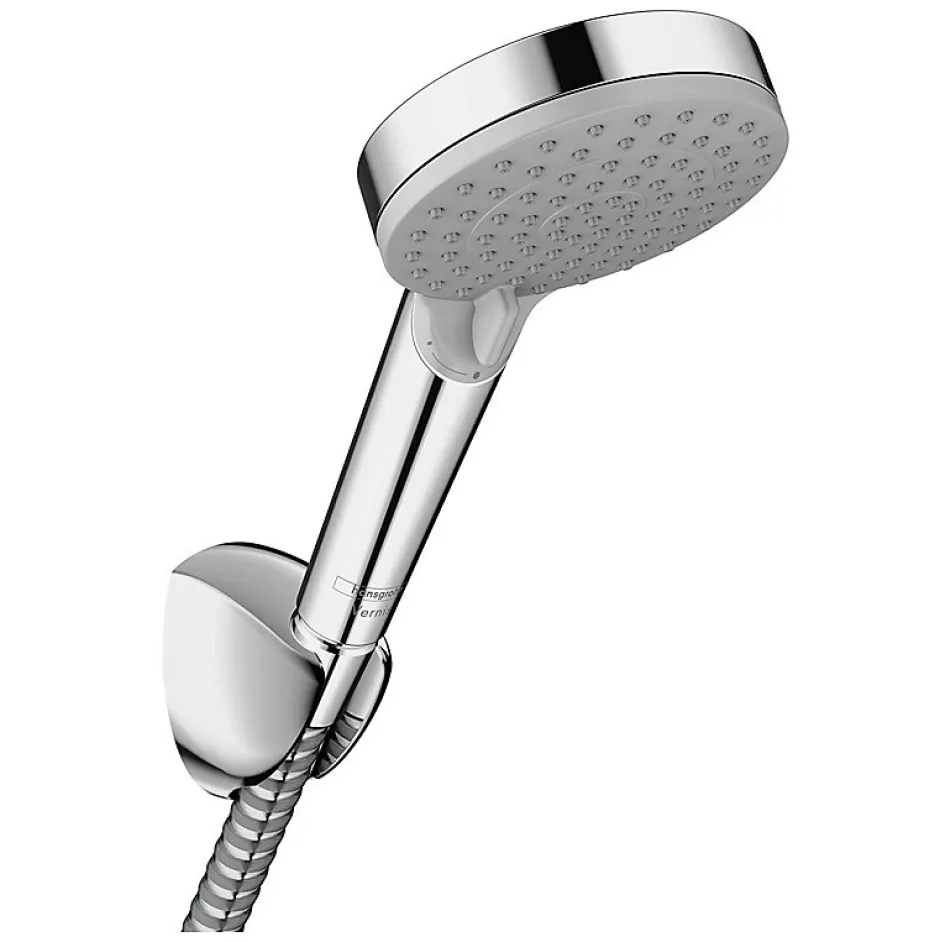 Hansgrohe Vernis Blend Set de douche avec support mural, Douchette 100 Vario 2 jets EcoSmart, Flexible 160cm, Chrome (26278000)* Pommeau De Douche, Flexible Et Barre De Douche