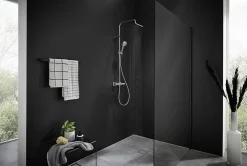 Hansgrohe Vernis Shape Colonne de douche 230 1jet Green 5,7 l/min avec mitigeur thermostatique, Chrome (26319000)* Colonne De Douche Hydromassante