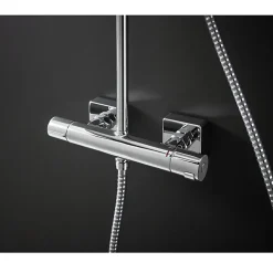Hansgrohe Vernis Shape Colonne de douche 230 1jet Green 5,7 l/min avec mitigeur thermostatique, Chrome (26319000)* Colonne De Douche Hydromassante