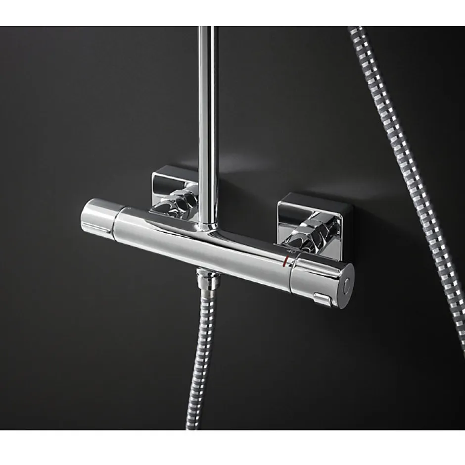 Hansgrohe Vernis Shape Colonne de douche 230 1jet Green 5,7 l/min avec mitigeur thermostatique, Chrome (26319000)* Colonne De Douche Hydromassante