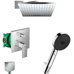 Hansgrohe Vernis Shape Pulsify Set de douche encastré tout en 1 avec douche de tête 230 XXL + Douchette 3 jets Performance* Colonne De Douche Sans Robinetterie