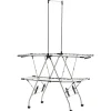 Homcom Séchoir à linge étendoir à vêtements pliable réglable avec barre de penderie et roulettes acier inox. PP noir