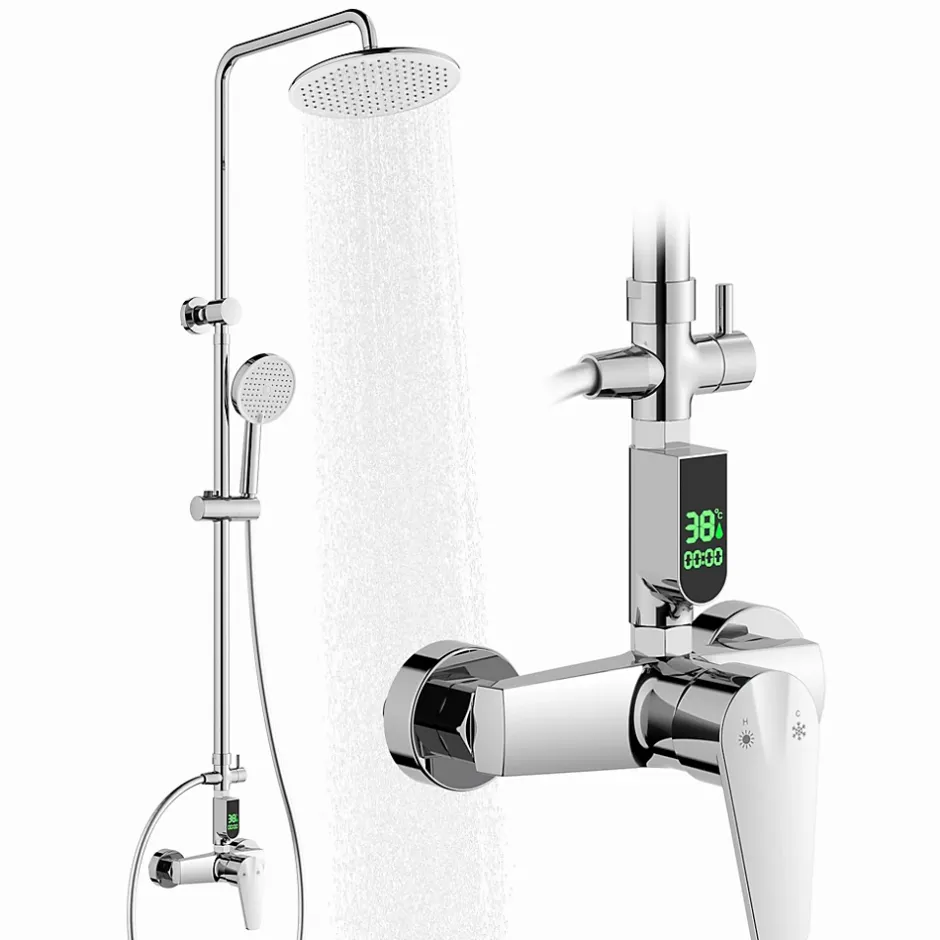 Homelody Colonne de Douche avec Affichage LED Température Mitigeur Mécanique, Douchette 3 Jets, Hauteur Réglable* Colonne De Douche Mécanique