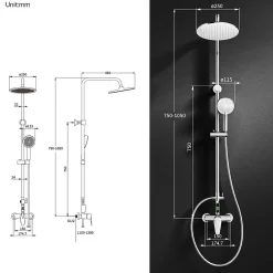 Homelody Colonne de Douche avec Affichage LED Température Mitigeur Mécanique, Douchette 3 Jets, Hauteur Réglable* Colonne De Douche Mécanique