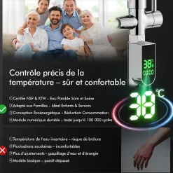Homelody Colonne de Douche avec Affichage LED Température Mitigeur Mécanique, Douchette 3 Jets, Hauteur Réglable* Colonne De Douche Mécanique